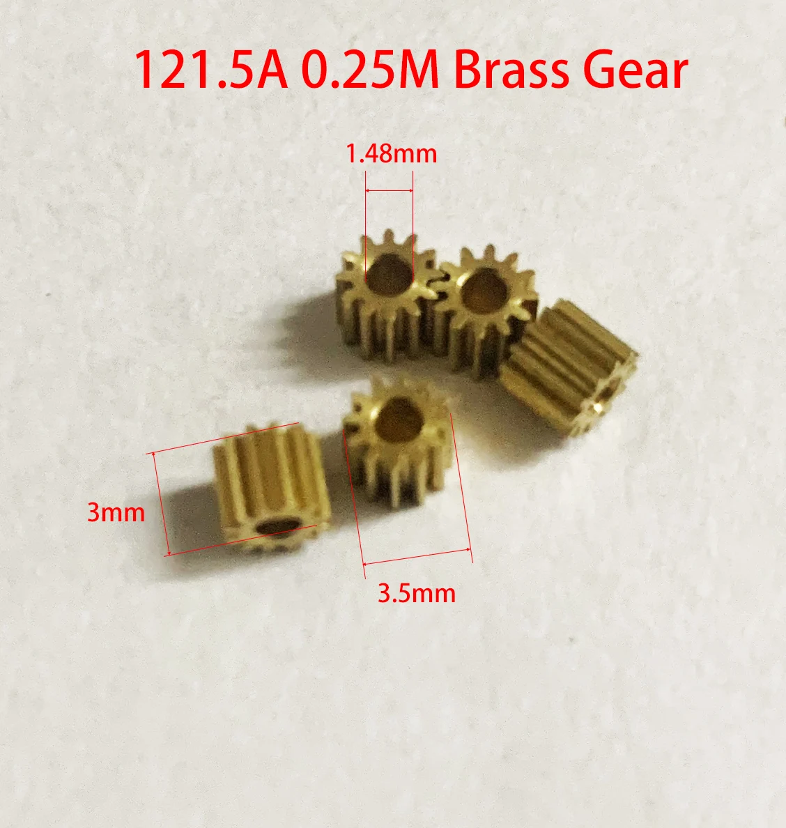 Pinion 0.25M 12 Teeth Good Mechanical Small Modulus Gear Metal Copper Hole 1.5mm/ 2mm Tightly Matched 121A 121.5A 122A
