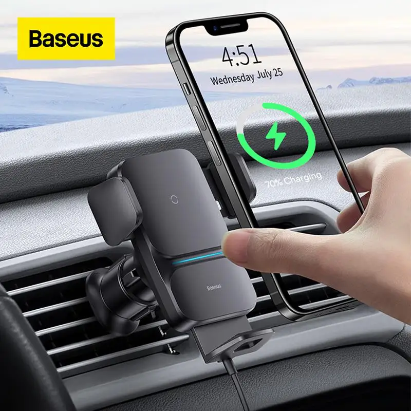 

Baseus Qi 15W Wireless Car Phone Charger Holder Bracket Fast Charging Holder For iPhone 13 12 Samsung S21 Mobile Phone