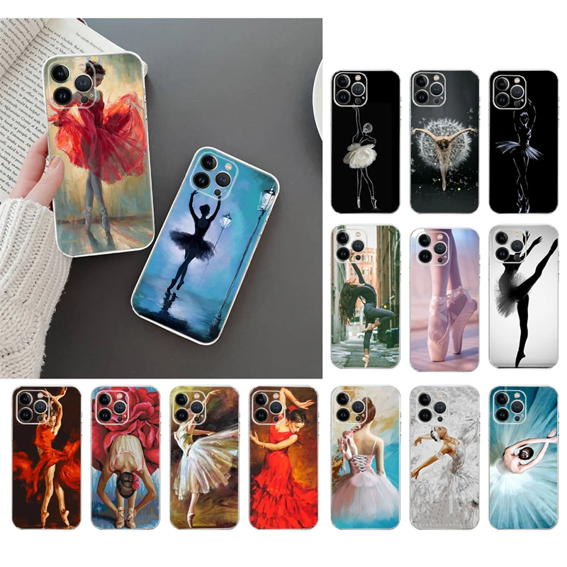 

Phone Case For iphone 15 14 Pro Max 13 12 11 Pro Max XS XR X 12mini 14 PlusBallet Dance Girl Case Funda
