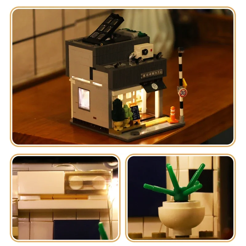 Japanese Summer Restaurant Building Blocks Set - LED Light-Up Coffee House Toy