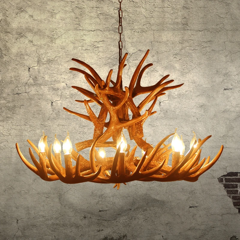 

Nordic E14 Chandeliers Horn Deer Resin Antler Decoration Restaurant Pendant Lamp Indoor Home Art Rustic Decor Lustre Home Decor