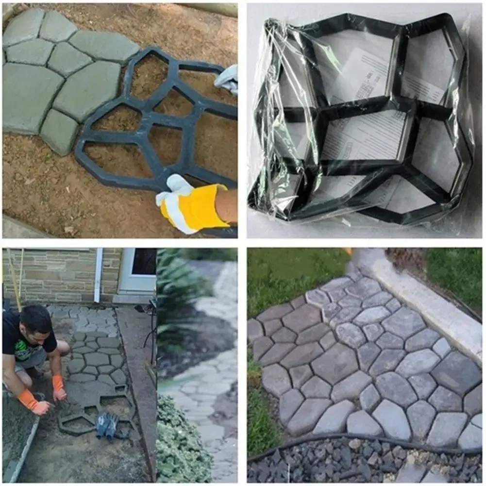 Garden Mold Walk Pavement Reusable DIY Manually Paving Cement Brick Stone Road Concrete Molds Manually Paving Garden Decoration
