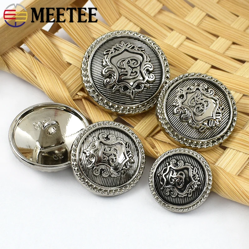 10/30Pcs Meetee 실버 레트로 라운드 금속 단추 코트 자켓 진 장식 버클 의류 가방 바느질 단추 DIY 의류 액세서리