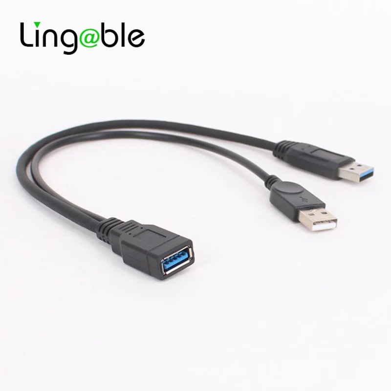 

Удлинительный кабель Lingable USB 3,0 «Мама»-«папа» с двумя USB-портами и дополнительной мощностью для 2,5 дюймового мобильного жесткого диска, 35 см