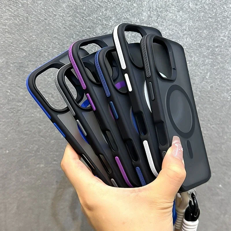 Vibrant Translucent Shockproof Magnetic Phone Case with Adorable Lanyard