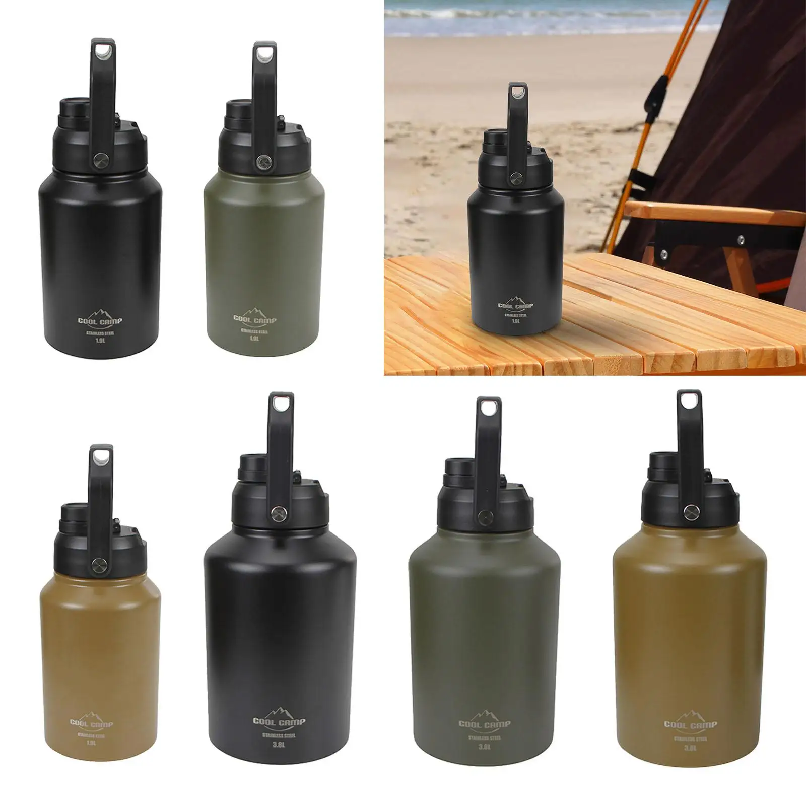 Gallon Insulated Water Bottle Large Capacity with Handle Lids Leakproof for Hot Cold Drinks for Hiking Gym Fishing Sports Party