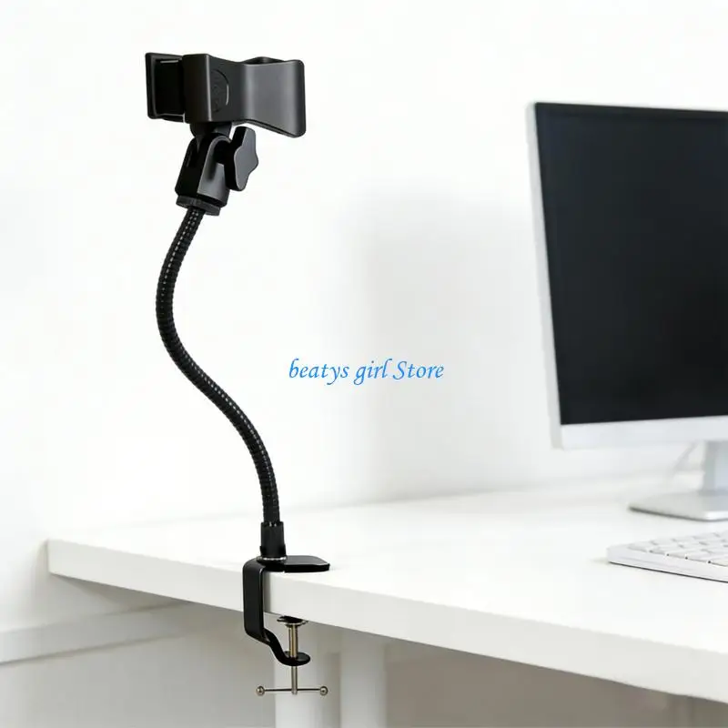 C7AB 360 데스크 마이크용 유연한 마이크 스탠드 구즈넥 튜브 클립 마운트 25-46mm