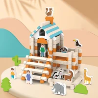 Wooden Building Blocks Set Toddler Natural Wood Block Montessori Learning Toy Stacking Toys Building Blocks Gifts for Kids Age 3