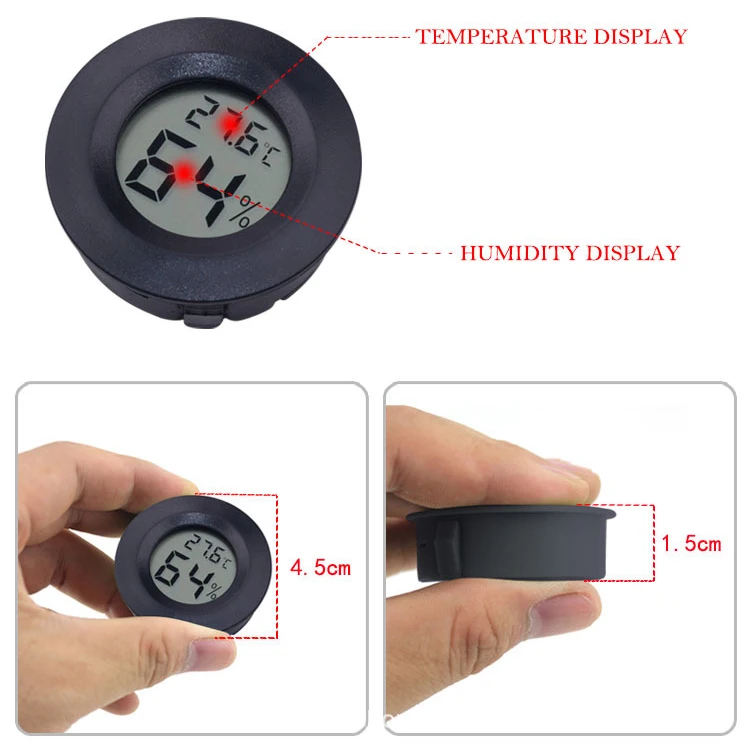 Embedded electronic temperature and hygrometer household thermometer  hygrometer high-precision breeding cage thermometer