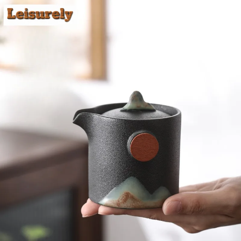 200ml Glazed Painting Colorful Distant Mountains Hand-held Teapot Tea Infuser Pot Tea Making Kettle With Strainer Teaware Craft