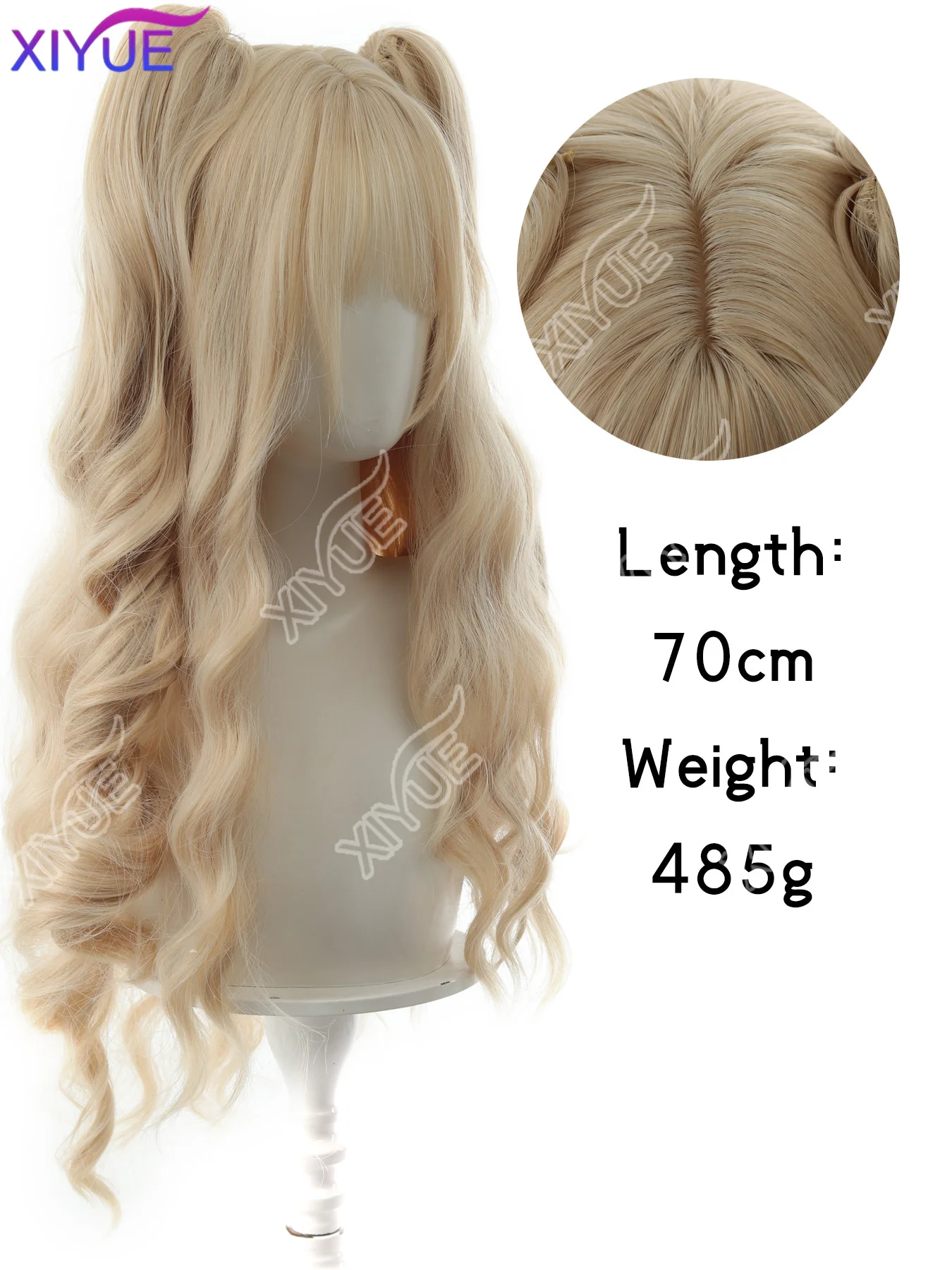XIYUE Synthetic Princess Cut Double ponytail Lolita Wig with Bangs Girl Ombre Blonde brown Cosplay Halloween Harajuku wig