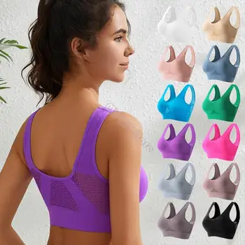 Women's Large Size Full Coverage Sports Bra No Underwire High Impact Support Breathable Mesh Wireless Underwear Crop Top 1