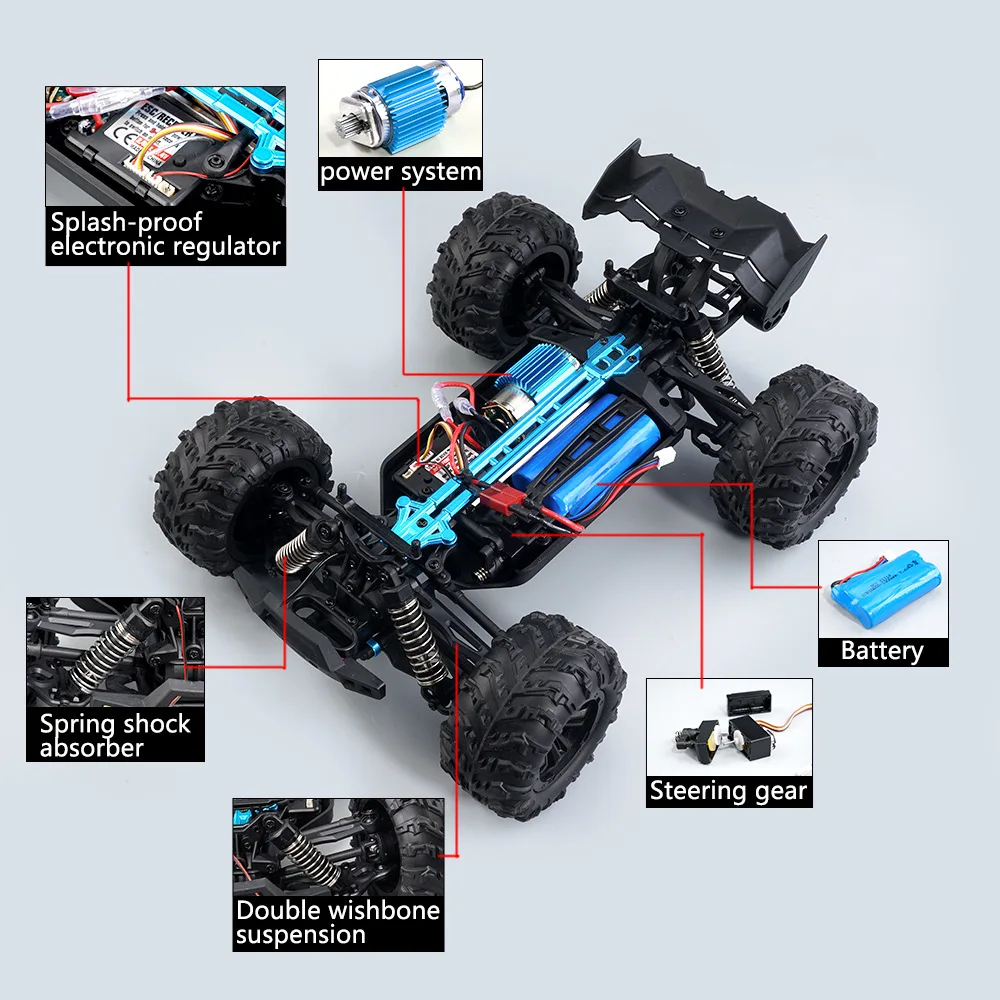 Carrinho RC grande escala 1:10 – 4WD Off Road RC Carros – Carro de controle  remoto 4x4 caminhão elétrico – Caminhões IPX5 à prova d'água para adultos –  RTR com controle remoto