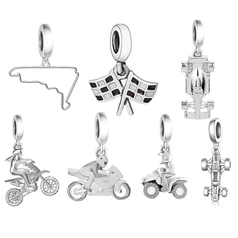 FC Jewelry Fit Original Brand Charms bracciale 925 Silver Sports Racing Race Car Beads Pendant per fare le donne Racer Berloque