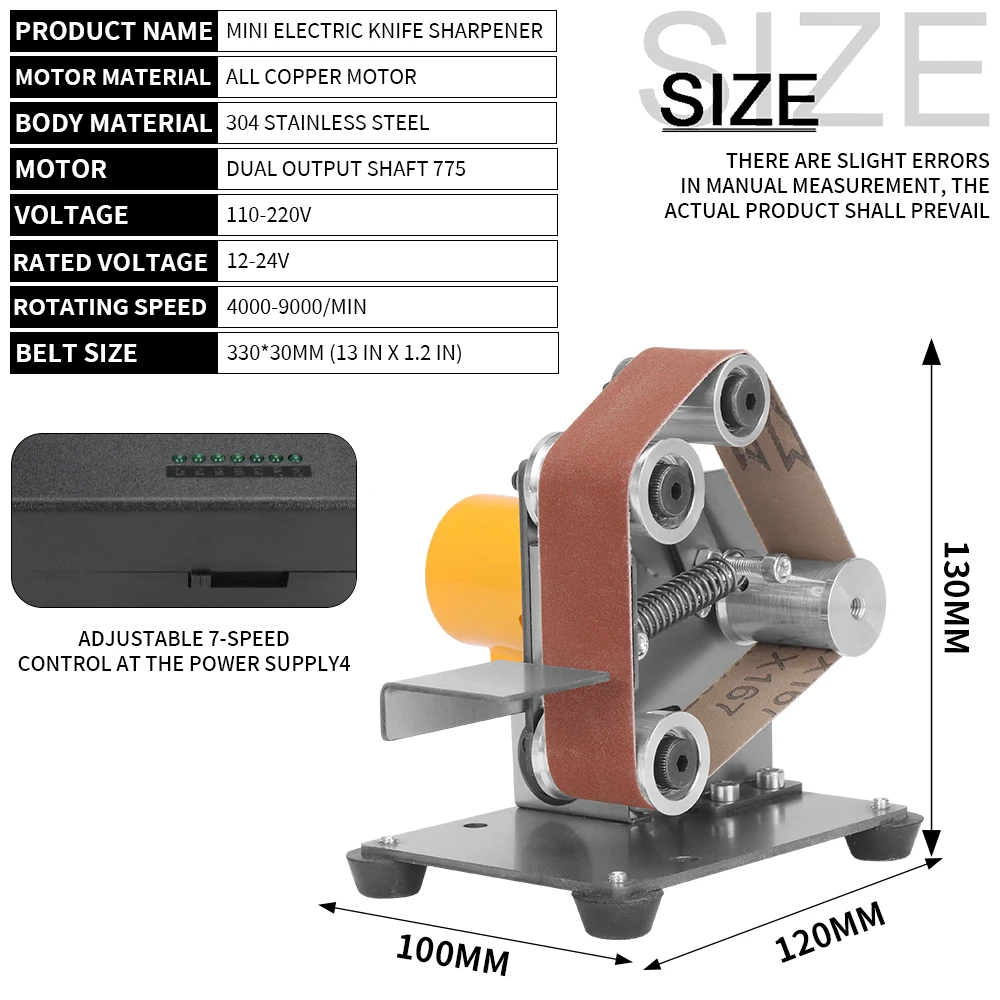 Multifunctional Polishing Grinding Machine Cutter Edges Sharpener Grinder Mini Electric Belt Sander 7 speed Adjustable 110V/220V electric grinder electric sander belt sander saw blade sharpener