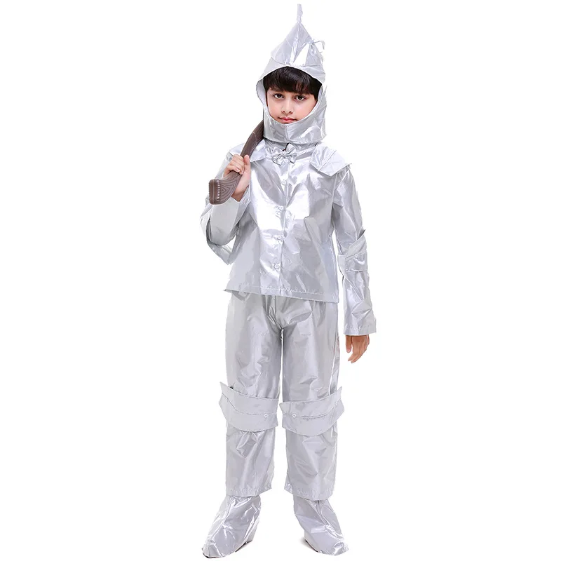 

Halloween Costumes 2020 The Tin Man Cosplay Waterproof Clothes with Headgear Shoe Covers Silvery Hickory Costume