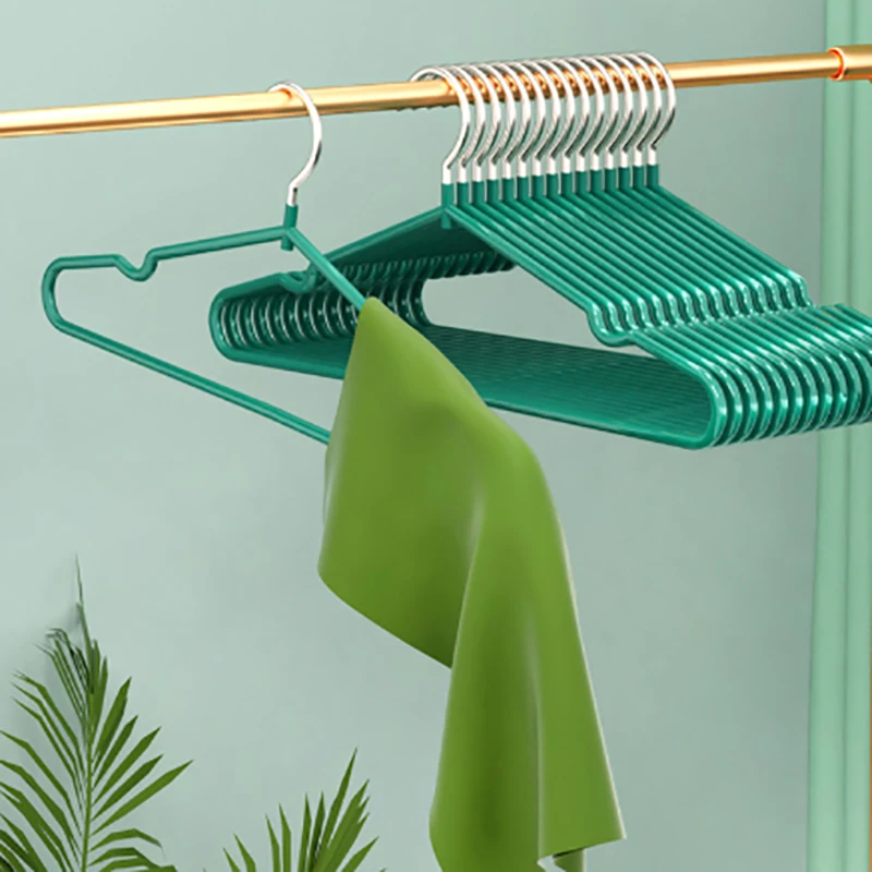 10PCS Non-slip Dip Plastic Clothes Hanger Dormitory Clothes Drying Adult Clothes Drying Rack Household Thick Clothes Support