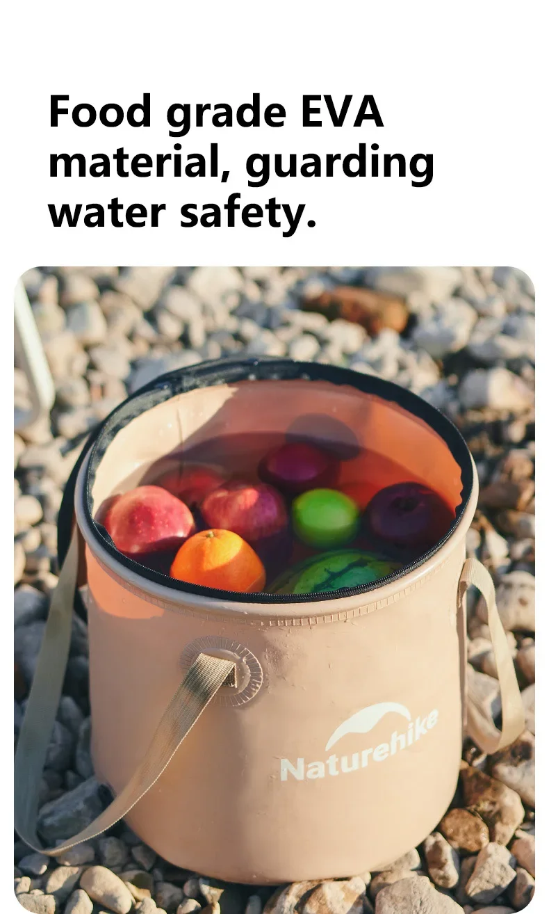 Naturehike Falten Wasser Eimer Camping Tragbare Große Kapazität Eimer Outdoor Picknick Reise Multifunktionale Lagerung Eimer – Detail 3