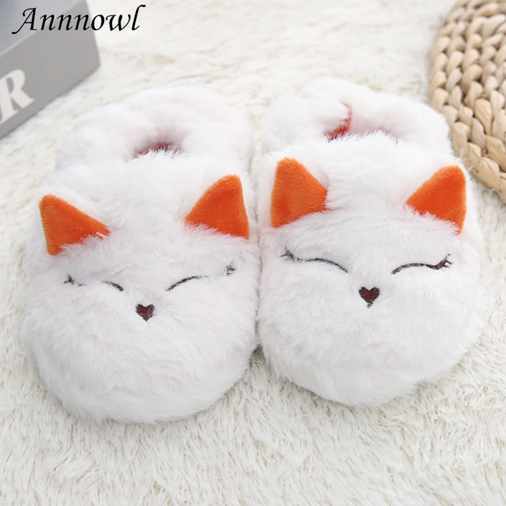 

Fashion Toddler Boy Slippers Girl Indoor Winter Cartoon Fox Plush Warm Kid House Footwear Soft Rubber Sole Home Shoes Baby Items