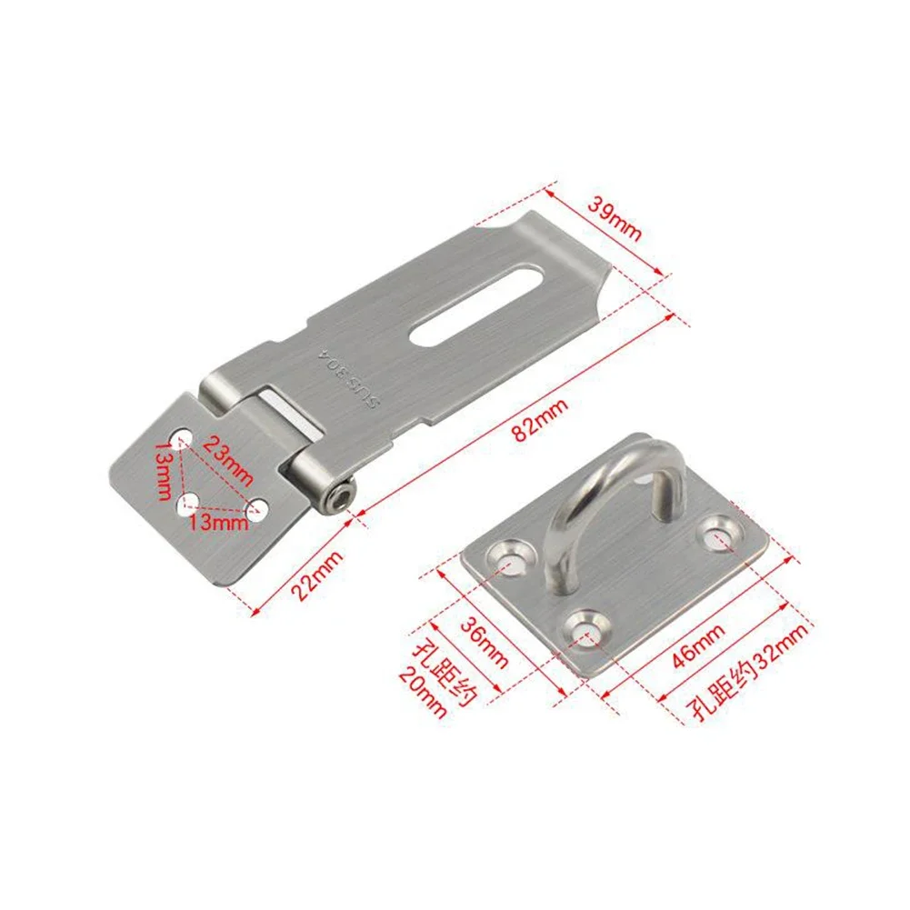 Description Picture 4 of itemStainless Steel Door Clasp Lock Shed Latch Padlock Hasp Gate Bolt Household Burglar-Proof Hardware For Wood Door