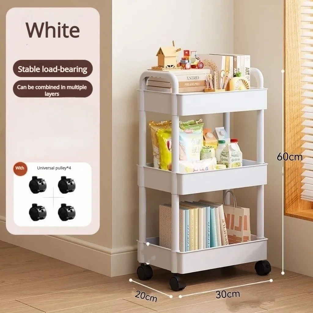 Çok Katlı Küçük Araba Depolama Rafları, Ağır Hizmet Tipi Düzenleyici PP Araba, Hareketli Depolama Arabası, Mutfak Banyo Atıştırmalık Rafı, Tekerlekli