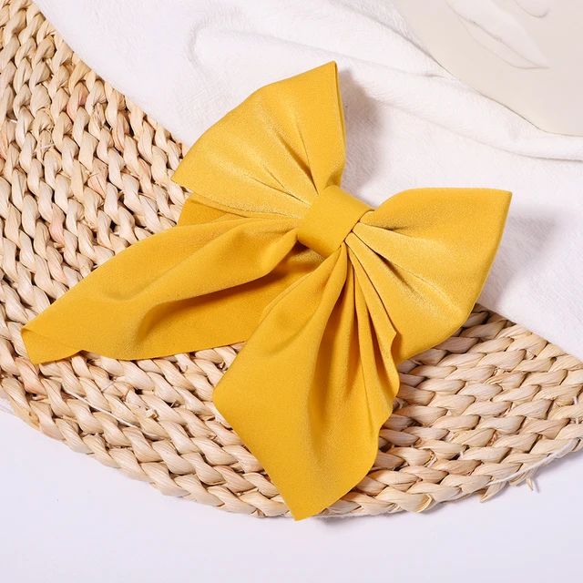 New Sweet Bow Hairpins Solid Color Bowknot Hair Clips For Girls Satin Butterfly Barrettes Duckbill Clip Kids Hair Accessories 14