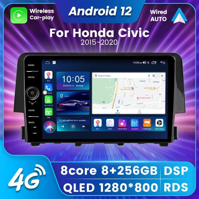 Android 13 AI Voice Control Car Radio For Honda Civic 2015 2016.