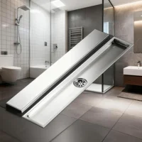 ท่อระบายน้ำพื้นแบบซ่อน สแตนเลส 304 สีทอง ท่อระบายน้ำพื้นแบบซ่อน ป้องกันกลิ่น ท่อระบายน้ำฝักบัว 20-100 ซม. 1