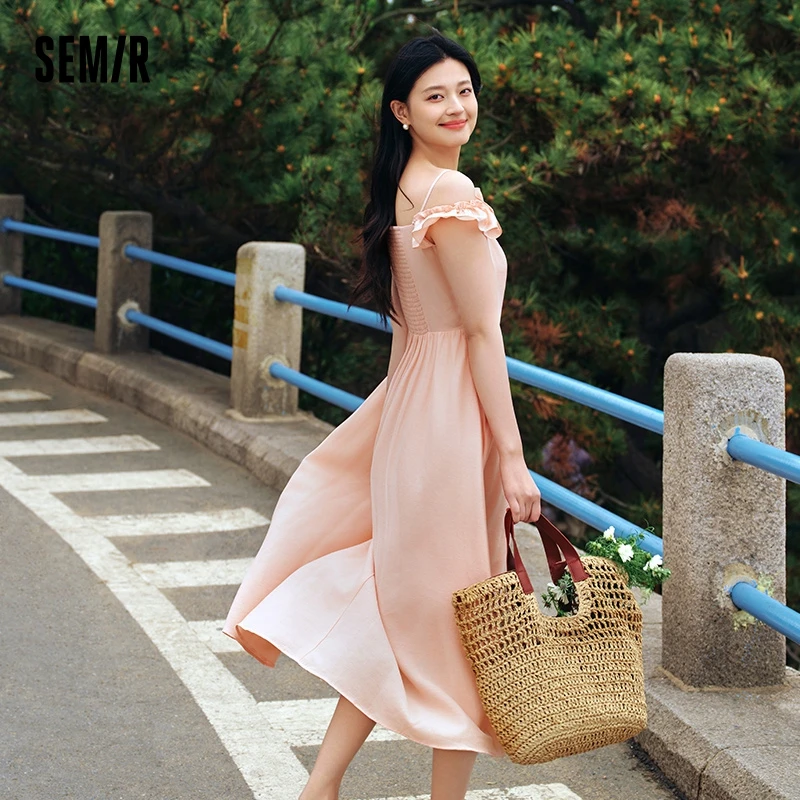 Bodycon Dress Women Slim Fit With Ruffled Hem Summer New Short Flutter Sleeves And Gentle Mid-Length Dress