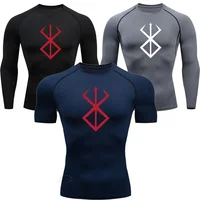 Bodybuilding Jiu-Jitsu Training T-Shirt Men Tight Compression Shirt Summer Sports Top Quick-Drying Breathable Fitness Wear S-3XL 3