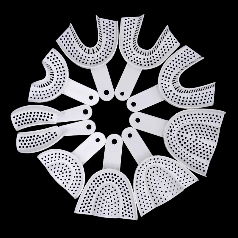 

10Pcs/set Disposable Dental Impression Tray Without Mesh Tray Plastic Teeth Holder Plaster Trays Dentistry Lab Material