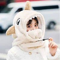Winter Warm Ski Helmet Cover Comfortable Soft Fleece Skiing Cap Scarf Warmer Cartoon Cute Shark Mode Decorative Helmet Cover Hat 1