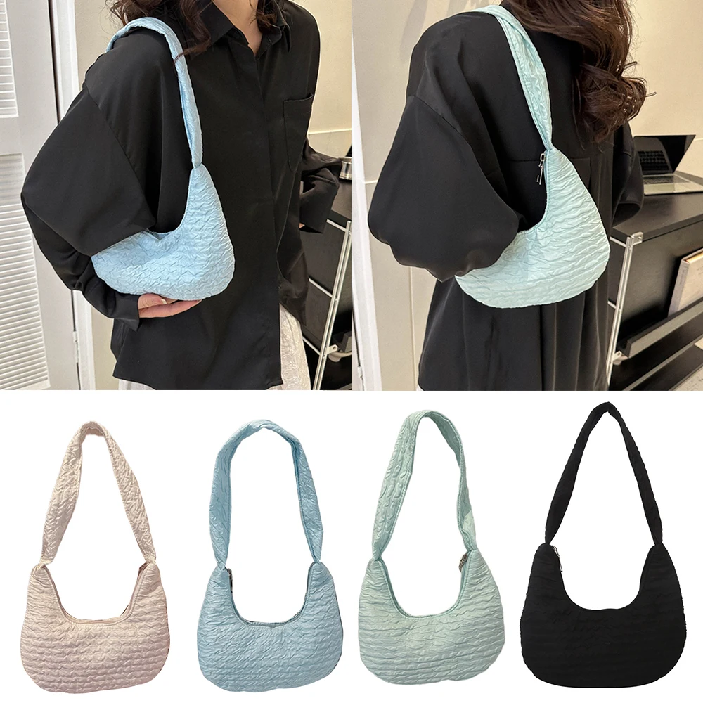 

Fashion Pleated Handlebags for Women Leisure Armpit Bag Shopping Shoulder Bags Dumpling Handbag Female Hand Bags