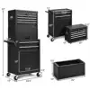 Rolling Tool Box, 3 in 1 Steel Tool Chest with 6-Drawer & 2 Cabinet for Workshop Garage Black Upgraded Large Capacity 5