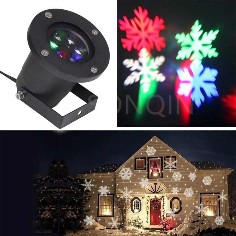 

Christmas Party Lights LED Laser Snowflake Projector 4W Stage Lights Rotating Xmas Pattern Holiday Lighting Outdoor Garden Decor