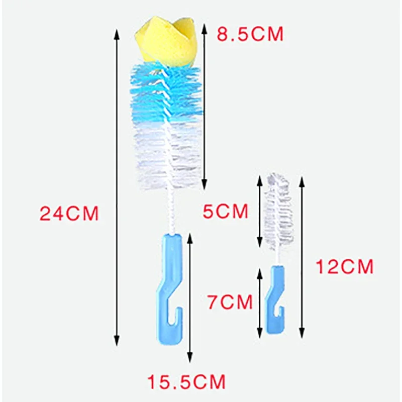 Baby Milk Bottle Cup Cleaner Pacifier Brush 360 Degree Cleaning Tool 2Pcs/set bottle brush,bottle cleaning brush,cleaning brush,cleaning brush set
