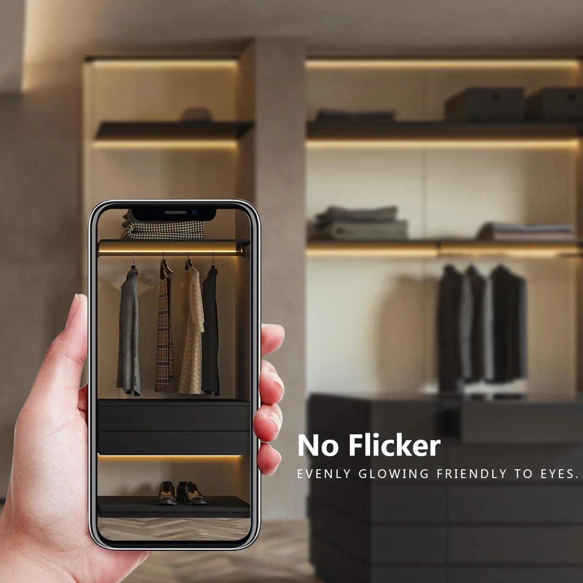 Dimmable LED Cabinet Light COB Strip Kitchen Shelf Pantry Showcase Bedroom Closet Backlight Lamp Hand Touch Motion Sensor Switch