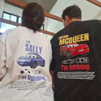 Vintage Cars Matching Shirt Lightning Mcqueen and Sally Couple T-shirt Limited McQueen High Quality Cotton Unisex New Style Tops