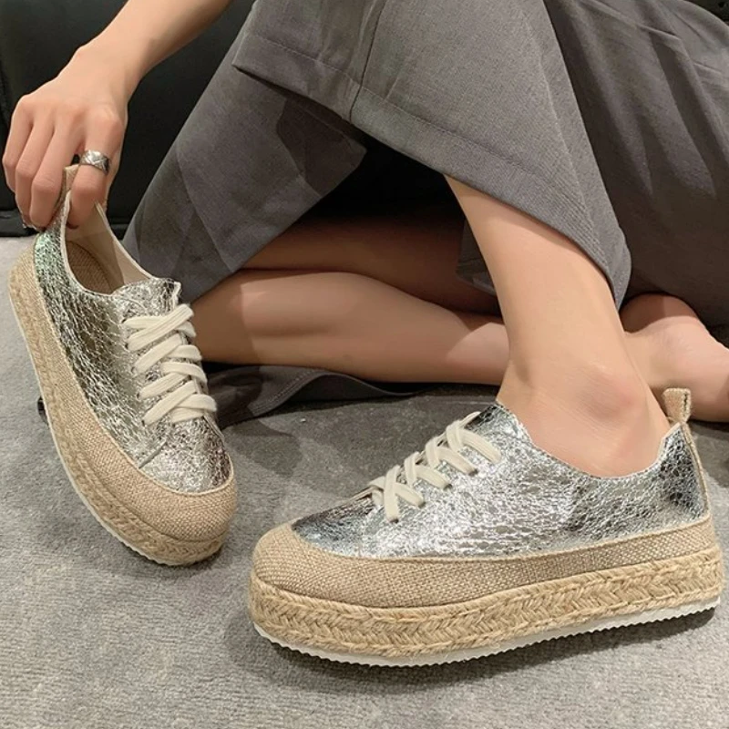 

кроссовки на платформе обувь женская лоферы на платформе летняя обувь женская лоферы Женские спортивные туфли на платформе, удобные повседневные Нескользящие кроссовки на плоской подошве, с круглым носком, на шнуровке