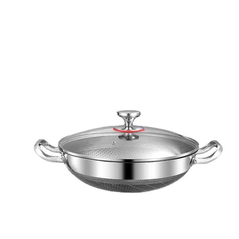 

Stove Frying 304 Pan Wok Non Induction General Cooker Food Stick Steel Grade Honeycomb Bottom Pot Stainless Gas