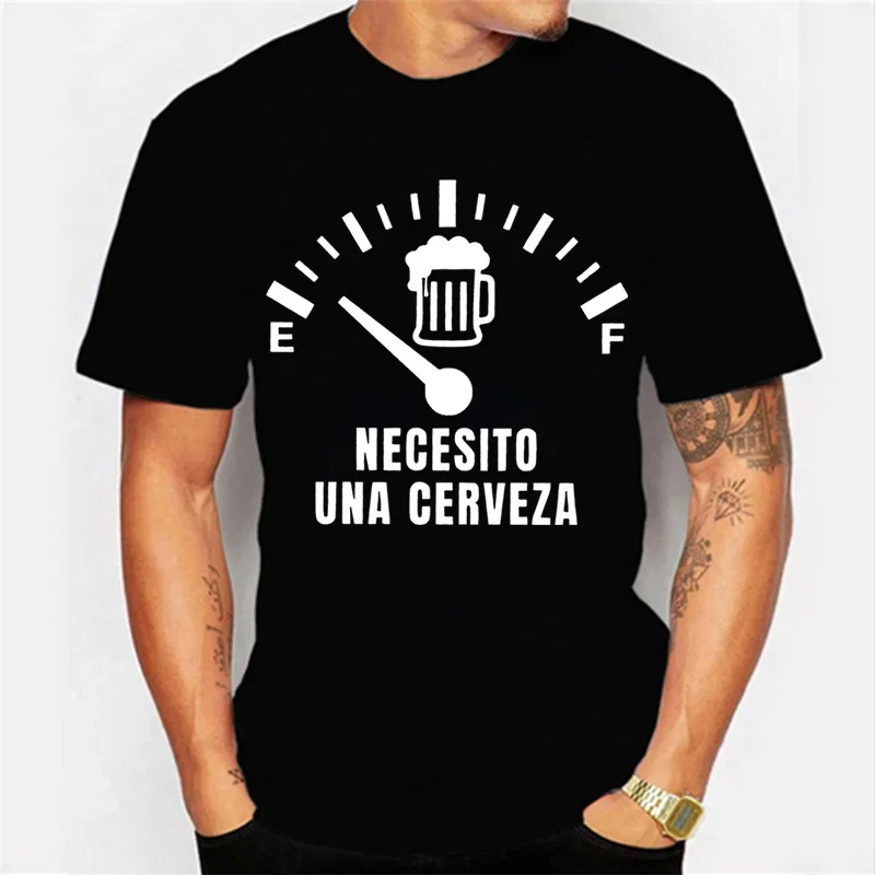 Must-have Una Cerveza Print Luminous summer street fashion trend Women's men's all-purpose crew neck short-sleeved T-shirt