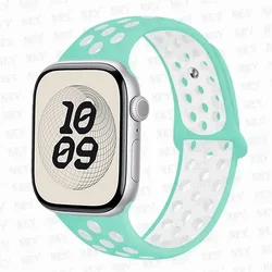 Silicone Sport Strap Band for Apple Watch - Various Sizes (Marine - white 22)