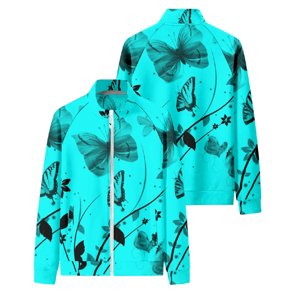 

Куртка с воротником-стойкой и логотипом бабочки, мужская и женская одежда, модное пальто для пар, кардиган с 3D цифровой печатью, куртка на молнии 3