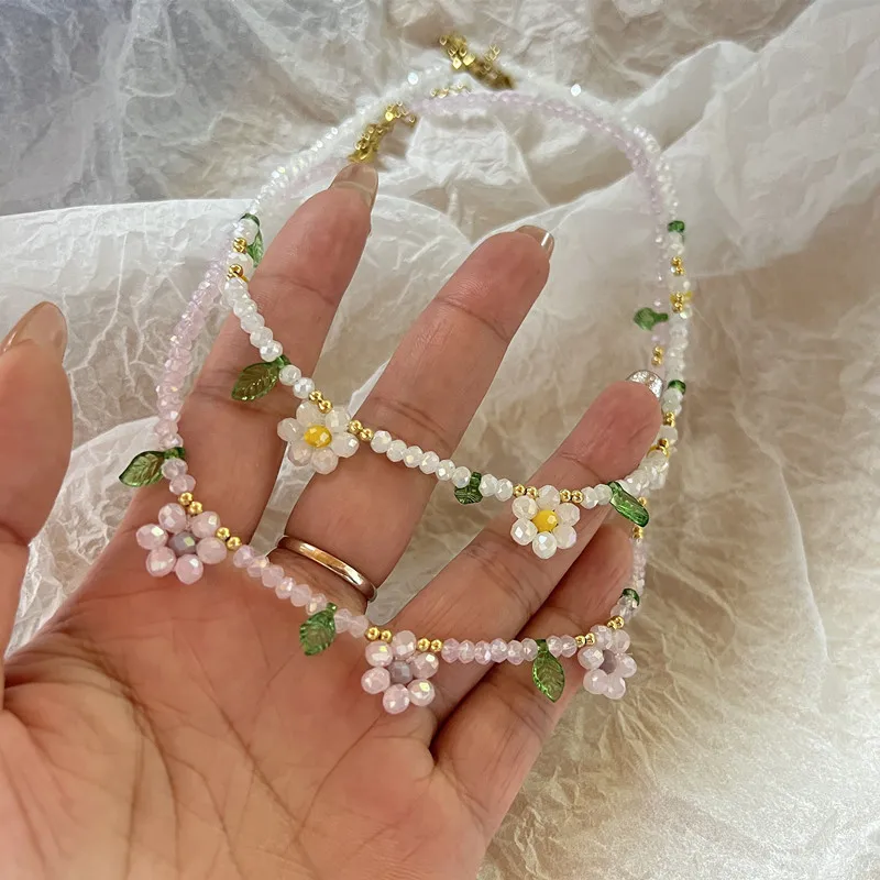 Daisy Chain Necklace | Seed Bead Necklace | Lilac & White – Strands and  Bands by Fran