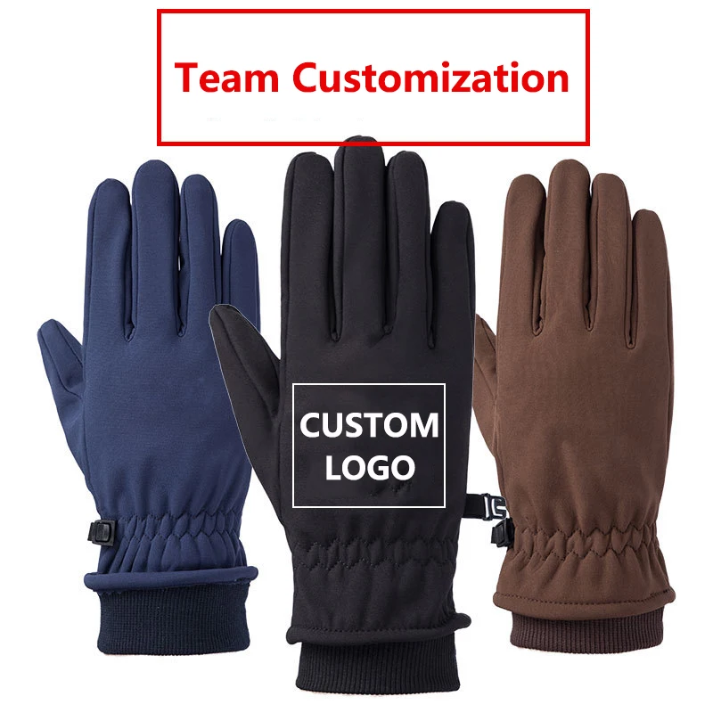 Custom LOGO Text Design Personality DIY Winter Ski Gloves Outdoor Sport Waterproof Windproof Riding Motorcycle Bike Warm Gloves