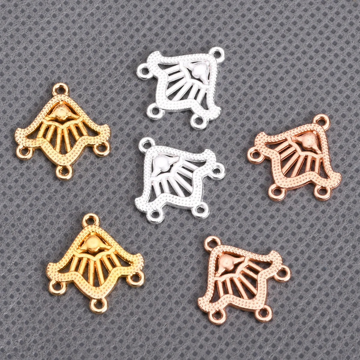 10pcs 17x16mm Bell Shape 1-3 Holes Plated Gold/Silver/KC Gold Color Metal Bails Pendants Connectors For Earrings Jewelry Making newthe price of 96 holes earrings stud necklace jewelry display jewllery organization multifunctional metal display earring hang