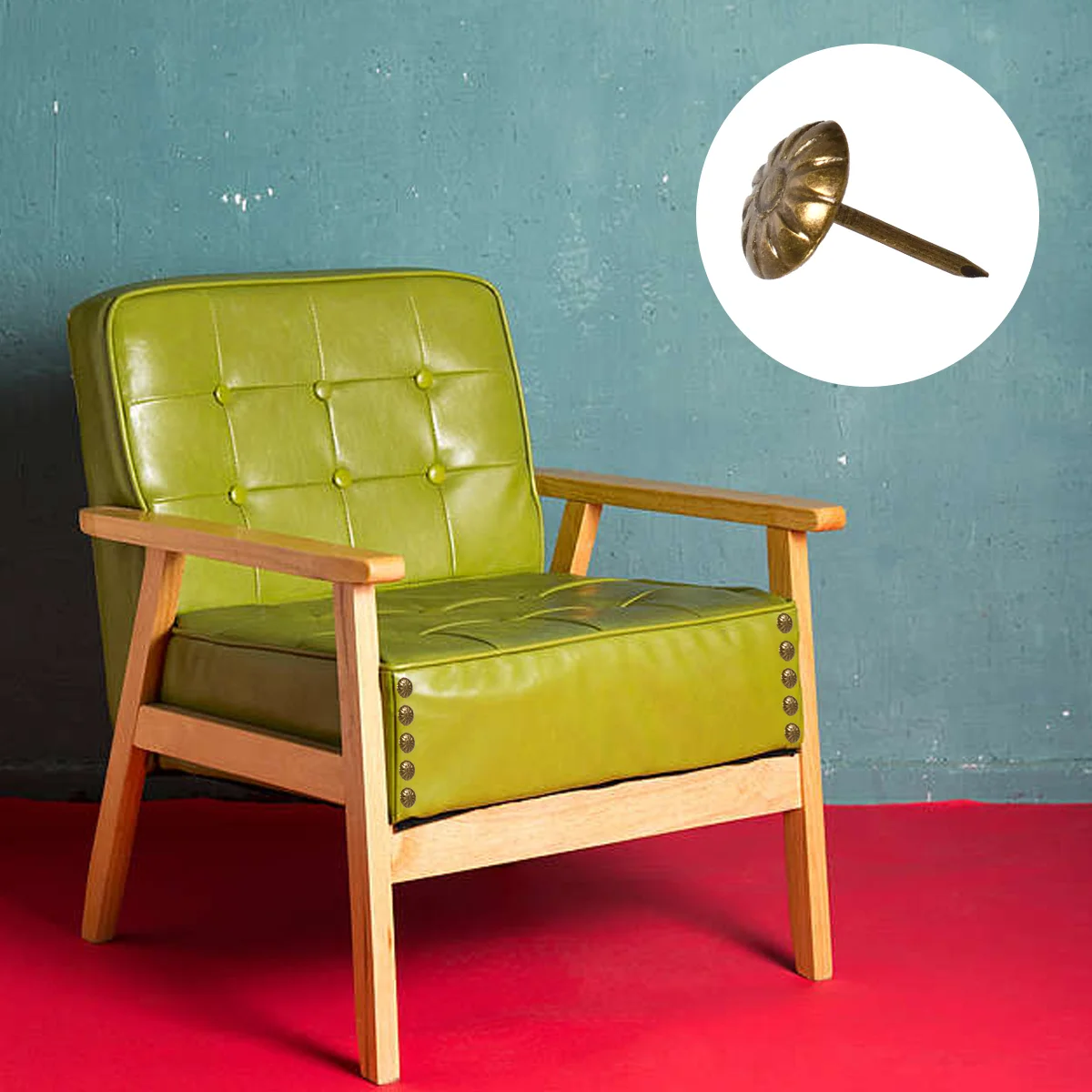 100 Pz 21x21mm Tappezzeria Chiodi Bronzo Antico Decorativo Tappezzeria Chiodi Tack Borchie Porta Divano Complementi Arredo Casa Ferramenta Per Mobili - Foto 9