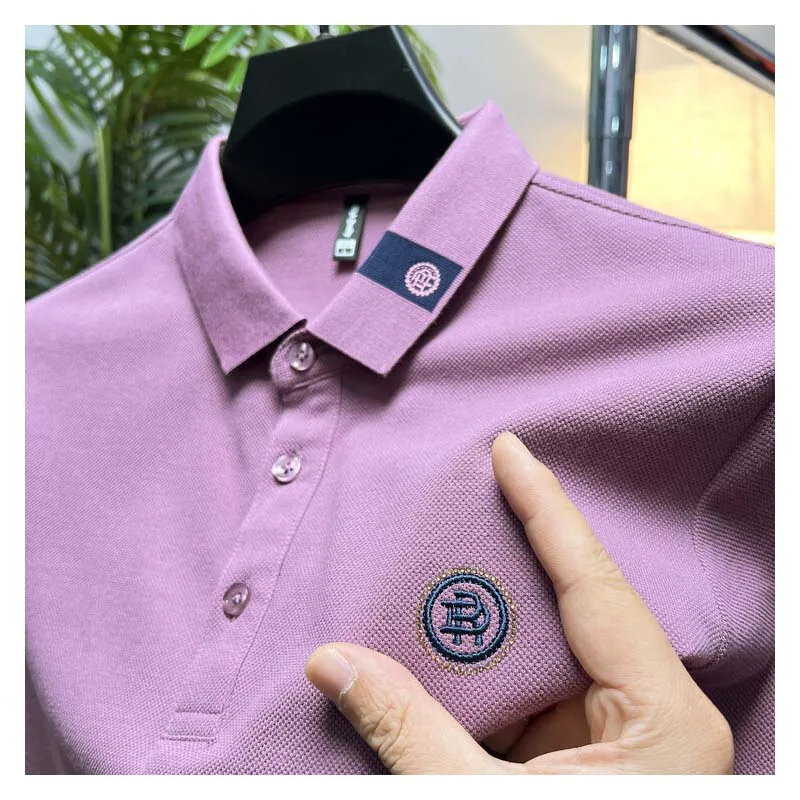 

100% Cotton Summer High-end Lapel Polo Shirt Brand Solid Color Men's Garden Logo Embroidery Business T-shirt Short-sleeved M-4XL
