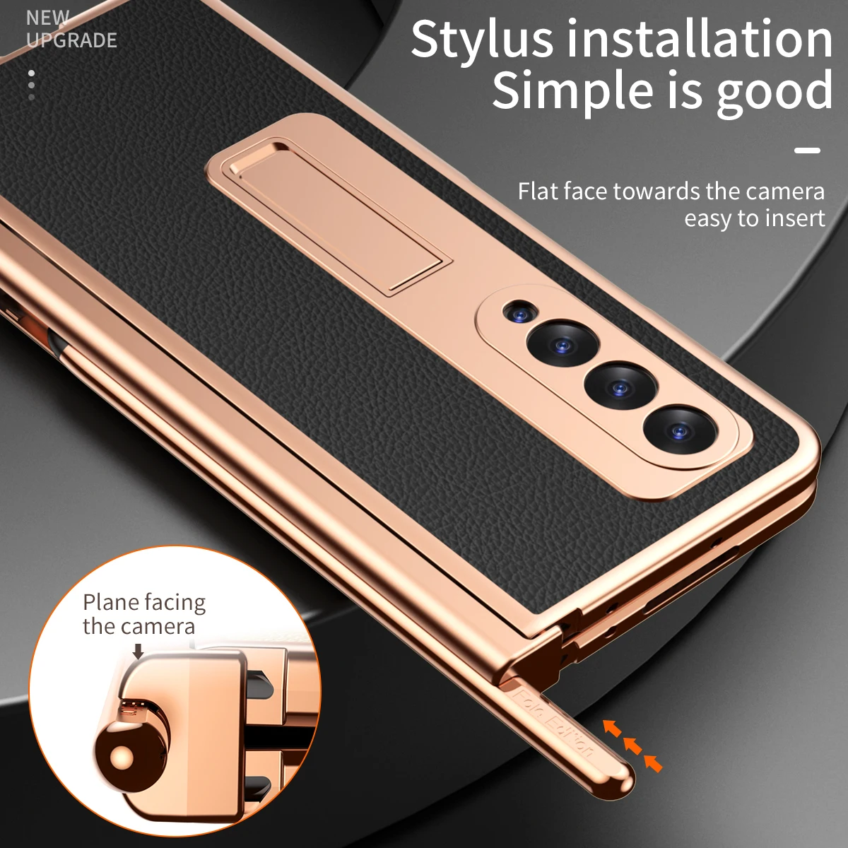 Coque With S Pen Plating Leather Case For Samsung Galaxy Z Fold 4 3 2 5 360 Full Protection Tempered Glass Kickstand Phone Cover