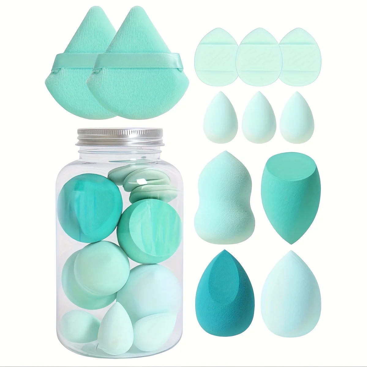 12Pcs Hydrophilic Sponge Set Salon-Grade Latex-Free for Foundation/Concealer | Travel-Friendly All Skin Types
